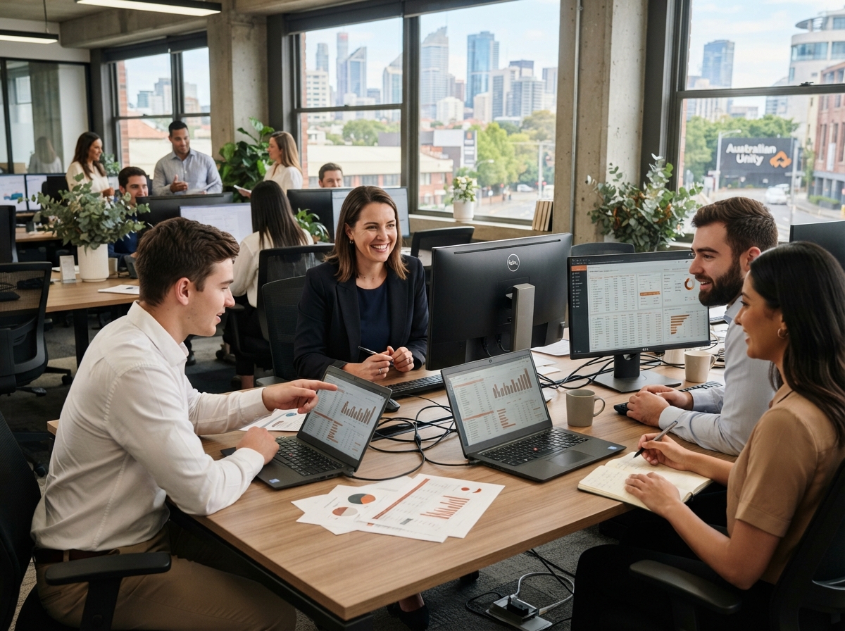 Keen Accruvance analyst reviewing AI-generated market data on screen